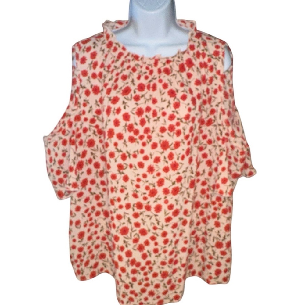 SHEIN Floral Shoulder Cut Out 2XL 100% Polyester